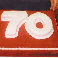 70Th Birthday This was for my Grandpa, my Grandma just wanted the 70 and it had to be mostly red. The red is BC and the 70 is covered in fondant. The...