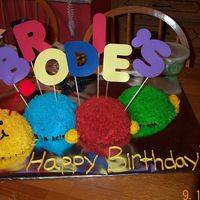 Baby Einstien Caterpillar This was for my son's first birthday. I ended up making a 7-up, strawberry, rootbear float and snickers cakes for the humps.