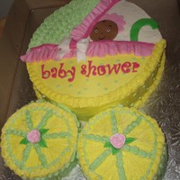 Baby Carriage Cake Red Velvet cake. All buttercream with fondant details