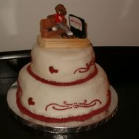 My Dad's 50Th. Birthday Cake This is the cake I made for my dad's 50th. birthday. It is a white almond sour cream cake and and chocolate fudge cake covered in MMF...