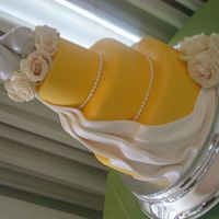 Wedding Cake With Drape Uggh...this wedding cake was tough from beginning to end, but finally got it worked out at the end. Mango curd leaking, fondant tearing,...