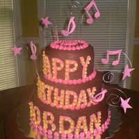 High School Musical Theme Birthday Cake My first cake!(Other than a box mix for family)My daughter's best friend wanted a Disney HIGH SCHOOL MUSICAL themed cake.I attempted...