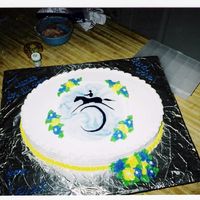 Horse Cake #2 this cake was made for a theriputic horse barn, with thier logo, done in fondant, with a marbled fondant background