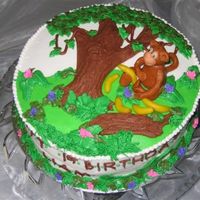 Monkey In The Jungle Chocolate Italian cream cake and filling from this site, BC icing. I found the jungle pattern in an old Wilton yearbook. Monkey was...
