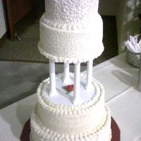 Red Roses Antique White alternatine chocolate & vanilla cake w/off-white colored BC icing & red roses on top