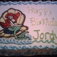 Little Mermaid sheet cake w/Little Mermaid transfer.
