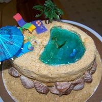 Caribbean Birthday Cake Close up view of cake top