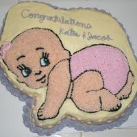 Baby Shower Cake--Special Delivery Pan I made this cake for my friend's baby shower. It was co-ed so I put both of their names on it. This cake + 12 cupcakes fed everyone...