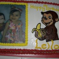 Curious George My first time doing an edible image and fbct...and the biggest cake I have made so far... 1/2 sheet.
