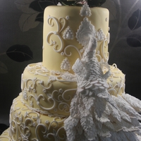 Peacock Cake Inspired By The Amazing Flora Aghababyan Yellow peacock cake with scrolls. My last cake of the year.