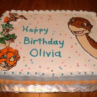 Land Before Time All buttercream cake with buttercream transfer Land Before Time Characters