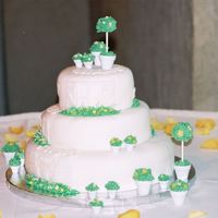 Garden Party 6, 9, 12" stacked. The first wedding cake that I was paid to make. The bride and groom were married in a little garden.