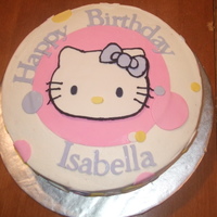 My First Birthday Cake Red Velvet Cake with crusting buttercream. Hello Kitty and circles made of Fondant letters came from cricut cake.