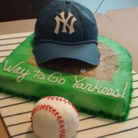 Baseball Cake This has to be one of my all-time favorites! Fondant covered board, 12x12 square with the back rounded to resemble baseball field (green...