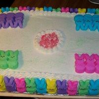 Easter Bunny Peep Cake A colorful Easter cake I made recently, I used my favorite frosting and stuck the Easter Bunny Peep's around the outside edge. Turned...
