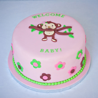 Monkey Girl Cake I made this cake for a friend's baby shower. It was made to match the invitations and room decor. I love the top of the cake but I&#...