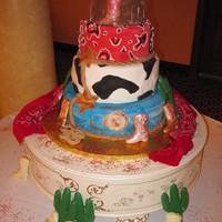 Cowboy/country Line Dance Cake A cake for a firnd who's Mom was truning 70. She love country lusic and line dancing! Got some wonderful inspiration from other bakers...