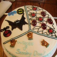 My Four Year Old's First Cake My son could not make up his mind on what he wanted on his 4th b-day cake. He wanted scoobydoo, batman, and spidey( he calls him that) So...