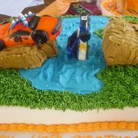 General Lee Pic of a guys 40th birthday cake. Tried to make it look like Gen Lee jumping over a broken bridge over a lake and the cop car landed in the...