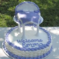 Baby Shower Cake With Crib Top This was made for my sister in law's shower and is butter cream icing, basket weave for the crib, and a fondant blanket