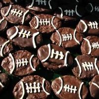 Football Brownies homemade brownies with melted chocolate spread on top and white chocolate laces, these were made for a huge superbowl party, they went over...