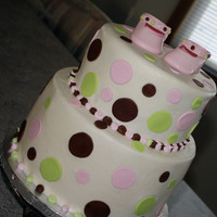 Polka Dot Baby Shower Cake And Shoes Gumpaste shoes
