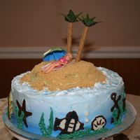 Island_Themed_Cake2.jpg First attempt at candy melts and with BC icing- the underwater life around perimeter of cake turned out okay. As per usual, ran out of time...