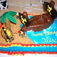 Pirate Birthday Cake I made this for my little brother's 6th birthday. regular vanilla boxed cake mix, buttercream frosting. The ship, tree & treasure...