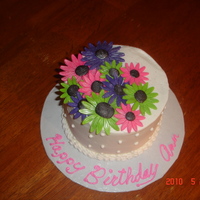 Birthday Cake 6 inch white cake with buttercream filling. This was a last minute cake that I used my daisy cutter's for the first time on. I wish...