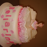 Ballerina Strawberry Cake with buttercream frosting and fondant.