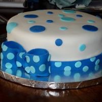 Blue Polka Dots Vanilla Rum Cake with Fondant - This is my 1st paid cake! This is my 1st cake after not doing any cakes for about 6 months, because I don&#...