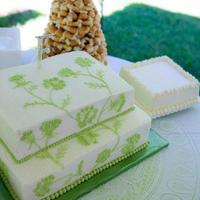 My Daughter's Wedding Cake And Desserts I made 11x17s for the base cake and 9x13s for the top tier. Her whole decorating theme used Queen Ann's Lace and a lime-ish green...