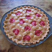 Cherry Pie I had some batter left over from my "mac n cheese" cake so I made a "cherry pie" in one of my pie pans. I made cherries...