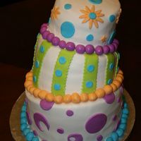 My First... This is my first tiered cake, my first topsy turvy cake, and my first fondant cke all rolled into one. Not bad for my first I think. =)