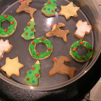 Christmas Theme Cookies 90 Made for playtime night out and then 540 more made for Christmas day end of service 3 for each person who came