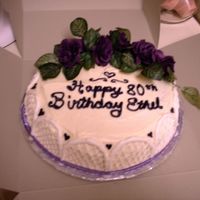 Ethel's 80Th Birthday Cake Red velvet cake with cream cheese icing. I made the flower arrangement myself with silk flowers... next time I'm just icing the...