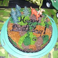 Deer Hunter This was for my dad's birthday. He's an avid (but not very good lol!) deer hunter. BC icing, trees from a play set, and a deer I...