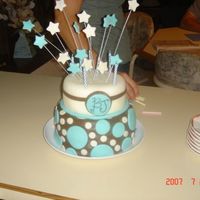 Bj's Birthday Cake The bottom layer of this cake is dark chocolate fudge with vanilla frosting. The top layer is white cake with whipped white frosting. I...