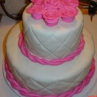 My Shower Cake made with mmf... i attempted a bow to go ontop but it did not work out so the roses took it's place...