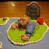 Hpim0437.jpg Thanks to mom2_two for the idea. The figure is all fondant. The little brown thing with blue dots is a spilled botttle of Viagra and next...