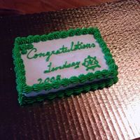 Prank Cake 2-2 x 4" rice crispy treats decorated to look like a graduation cake. Name misspelled and the year is wrong. This was a prank for the...