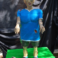 Soccer Zombie Pound Cake, RKT's, Modeling Chocolate and Fondant used to create this cake. He stood approximately 29 inches tall.