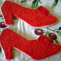 Ruby Slippers Sugar cookie with royal icing from freehand pattern.