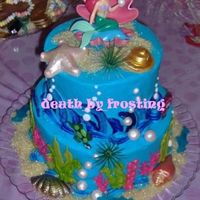 Mermaid Little Mermaid themed birthday party. Inspiration for design came from Sugarshack's ocean looking cake.