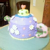 Tea Pot Cake I did this for a little girls Birthday party - It was a tea party Theme. The handle and spot are made out of rice krispy treats covered in...