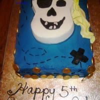 Pirate Captain Nick This was so fun to make... marble cake with raspberries filling with buttercream, fondant and chocoloate gold coins.