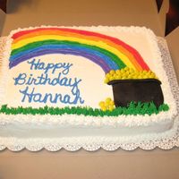 St. Patrick's Day Cake Buttercream with M&M's as the gold. I think it would have looked better with light blue in the background as sky instead of all...