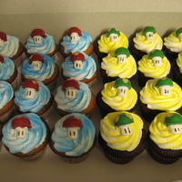 Mario Cupcakes Mushrooms made with candy melts and marshmallows
