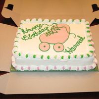 Roller Skate Cake All buttercream with a fondant roller skate. There are details etched on the roller skate, but they did not show up in the picture.