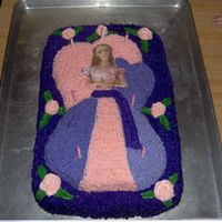 Barbie Cake That Dd And I Made This is the cake that we made for her 7th bday. She did the roses all by herself. This was her very first try. I am so proud of her. She...